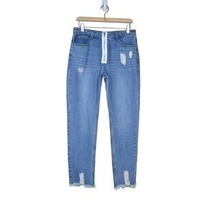 Princess Polly Womens 6 Exposed Zipper Distressed Ankle Jeans